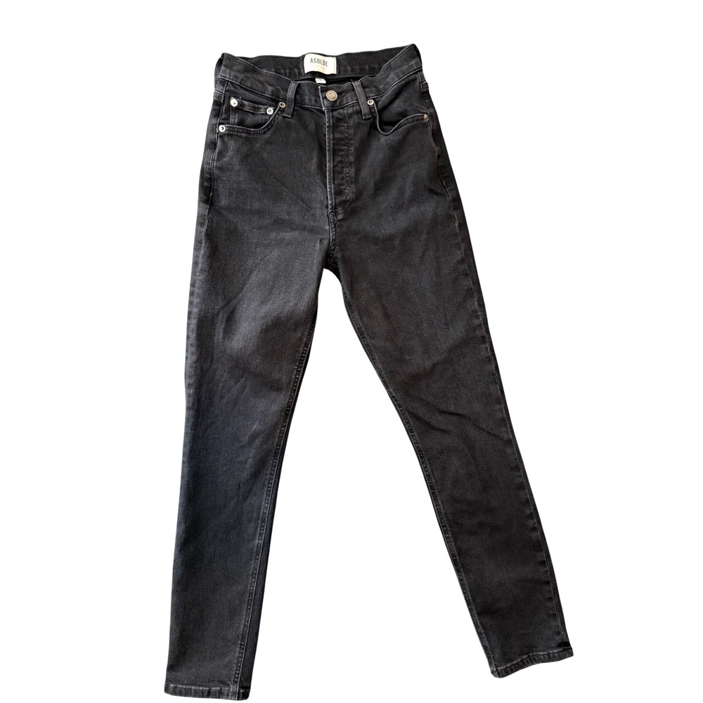 Agolde Nico High‎ Rise Skinny Jeans Womens 24 Black Excellent Stretch Denim A093